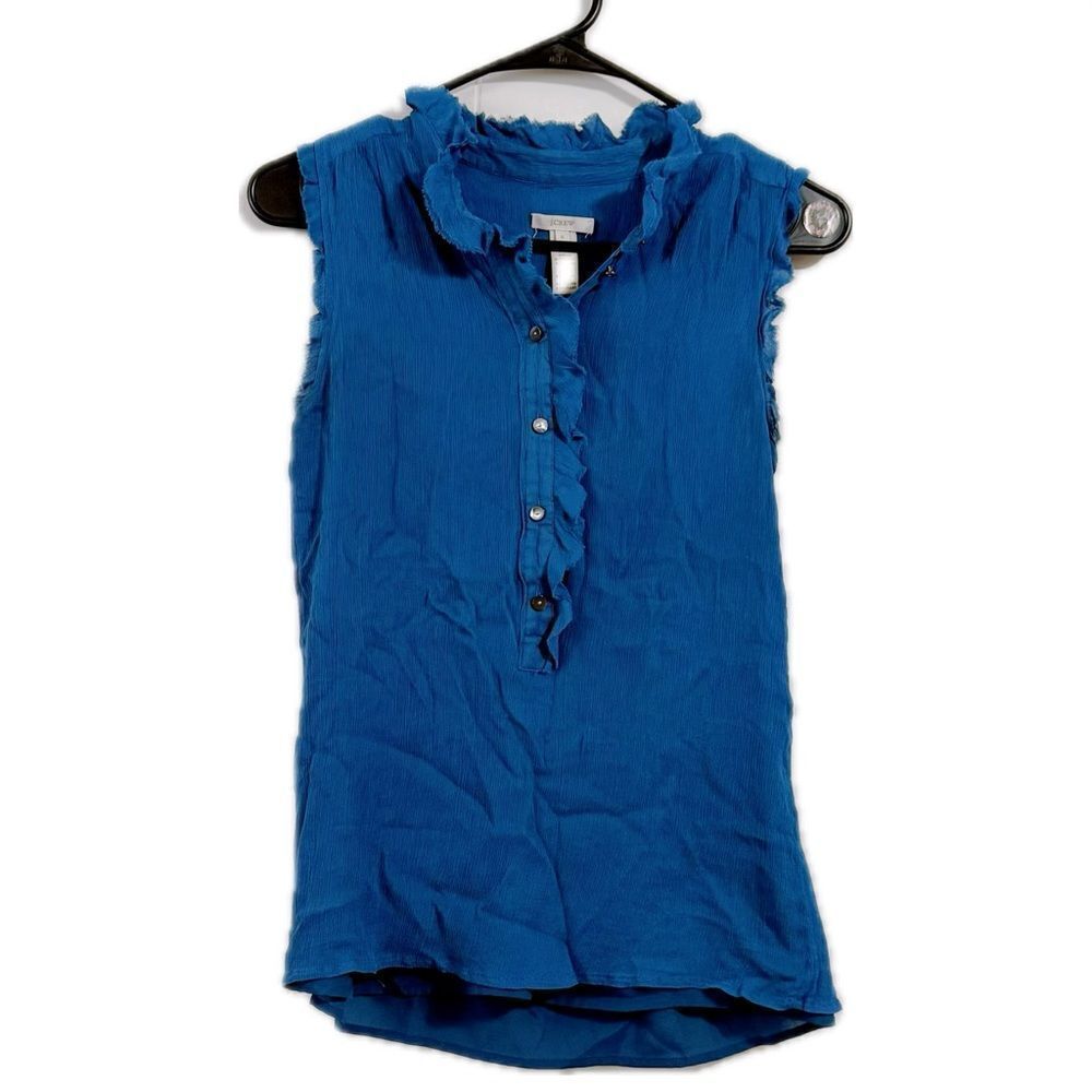 J.‎ Crew Ruffled Blue Sleeveless Blouse